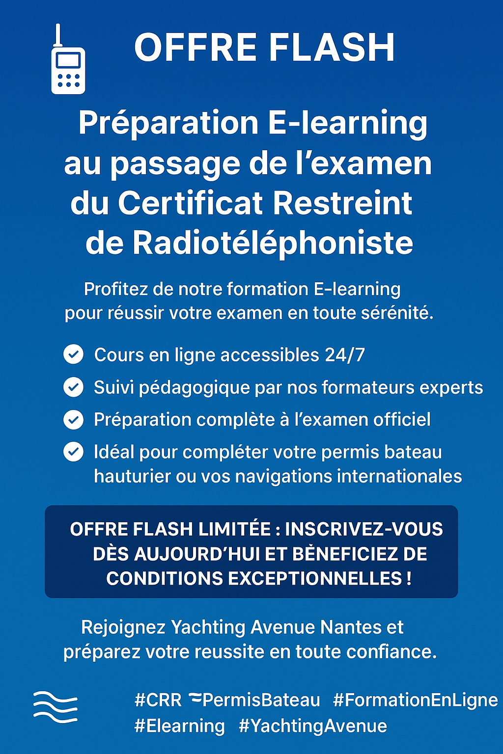 OFFRE FLASH Préparation E-learning Certificat Radiotéléphoniste Restreint